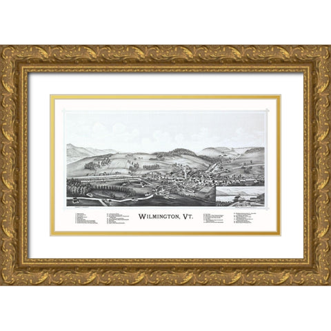 Wilmington Vermont - Burleigh 1891 Gold Ornate Wood Framed Art Print with Double Matting by Burleigh