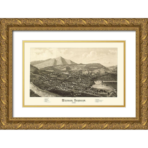 Windsor Vermont - Burleigh 1886 Gold Ornate Wood Framed Art Print with Double Matting by Burleigh