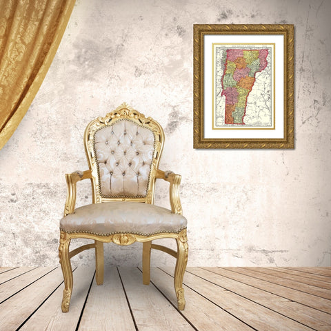 Vermont - Rand McNally 1904 Gold Ornate Wood Framed Art Print with Double Matting by Rand McNally