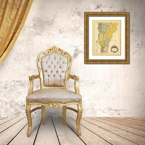 Vermont - Doolittle 1814 Gold Ornate Wood Framed Art Print with Double Matting by Doolittle