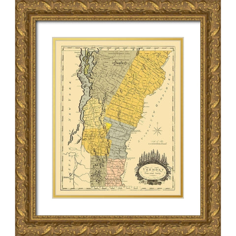 Vermont - Doolittle 1814 Gold Ornate Wood Framed Art Print with Double Matting by Doolittle