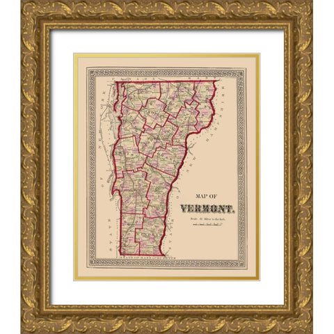 Vermont - Burgett 1876 Gold Ornate Wood Framed Art Print with Double Matting by Burgett