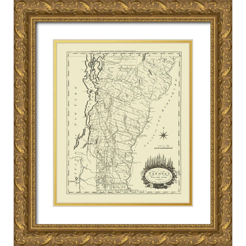Vermont - Carey 1795 Gold Ornate Wood Framed Art Print with Double Matting by Carey