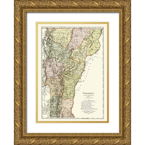 Vermont - Bohn 1796 Gold Ornate Wood Framed Art Print with Double Matting by Bohn