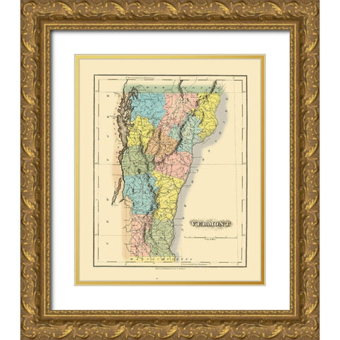 Vermont - Lucas 1822 Gold Ornate Wood Framed Art Print with Double Matting by Lucas
