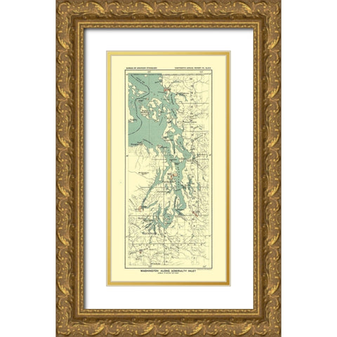 Washington - Admiralty Inlet - Hoen 1896 Gold Ornate Wood Framed Art Print with Double Matting by Hoen
