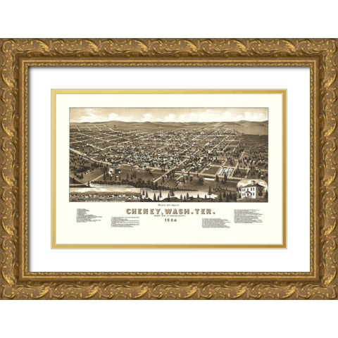 Cheney Washington - Wellge 1884 Gold Ornate Wood Framed Art Print with Double Matting by Wellge