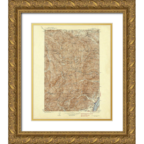 Mt Constance Washington Quad - USGS 1938 Gold Ornate Wood Framed Art Print with Double Matting by USGS