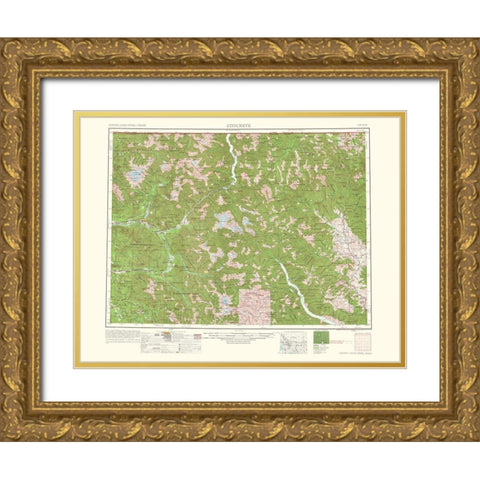 Concrete Washington Quad - USGS 1962 Gold Ornate Wood Framed Art Print with Double Matting by USGS