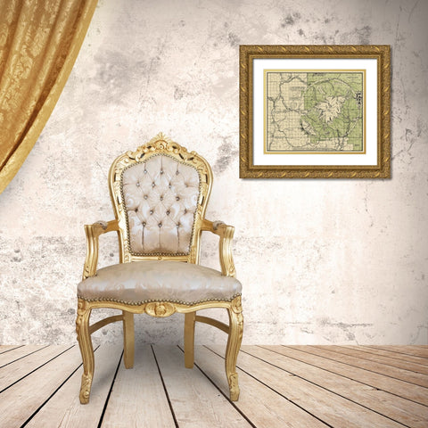 Mount Baker Washington - Easton 1912 Gold Ornate Wood Framed Art Print with Double Matting by Easton