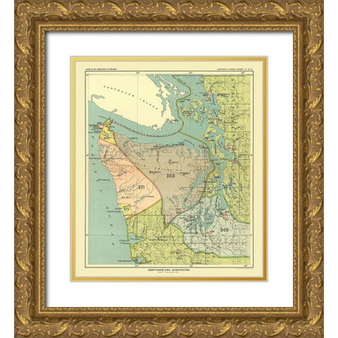 Northwestern Washington - Hoen 1896 Gold Ornate Wood Framed Art Print with Double Matting by Hoen