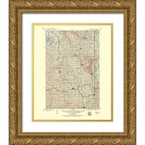 Oakesdale Washington Idaho Quad - USGS 1903 Gold Ornate Wood Framed Art Print with Double Matting by USGS
