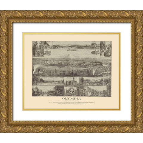 Olympia Washington - Lange 1903 Gold Ornate Wood Framed Art Print with Double Matting by Lange