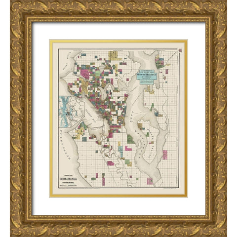 Seattle Washington Landowner - Anderson 1890 Gold Ornate Wood Framed Art Print with Double Matting by Anderson