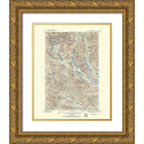 Snoqualmie Pass Washington Quad - USGS 1901 Gold Ornate Wood Framed Art Print with Double Matting by USGS