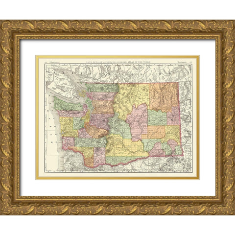 Washington - Rand McNally 1880 Gold Ornate Wood Framed Art Print with Double Matting by Rand McNally