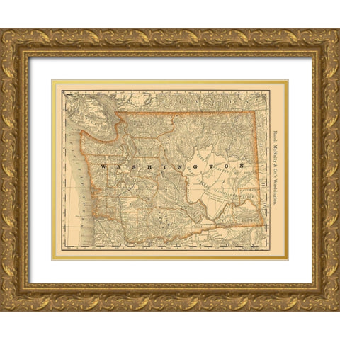 Washington - Rand McNally 1879 Gold Ornate Wood Framed Art Print with Double Matting by Rand McNally