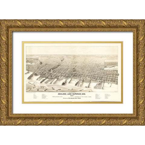 Ashland Wisconsin - Pauli 1890 Gold Ornate Wood Framed Art Print with Double Matting by Pauli