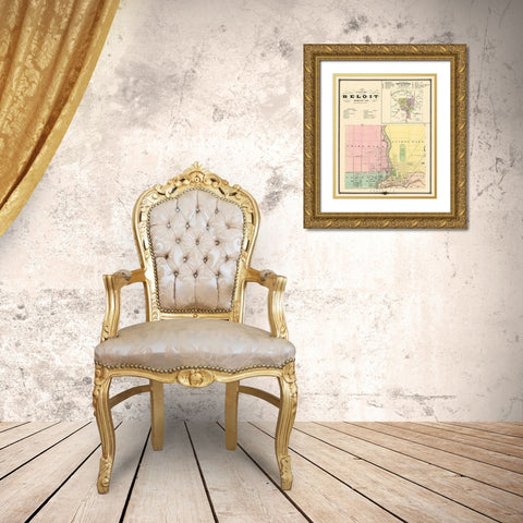 Beloit, Shullsburg Wisconsin Landowner Gold Ornate Wood Framed Art Print with Double Matting by Snyder