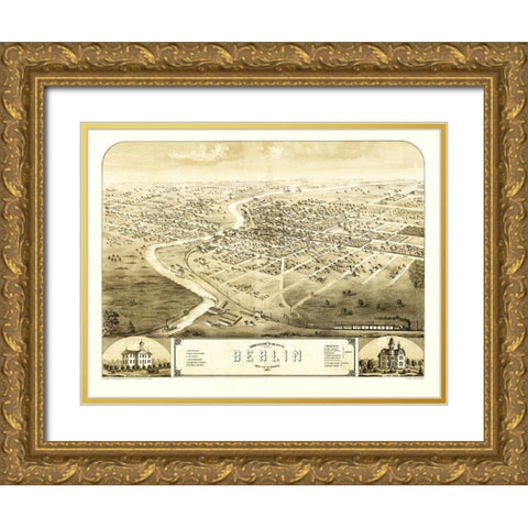 Berlin Wisconsin - Ruger 1867 Gold Ornate Wood Framed Art Print with Double Matting by Ruger