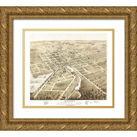 Beaver Dam Wisconsin - Ruger 1867 Gold Ornate Wood Framed Art Print with Double Matting by Ruger