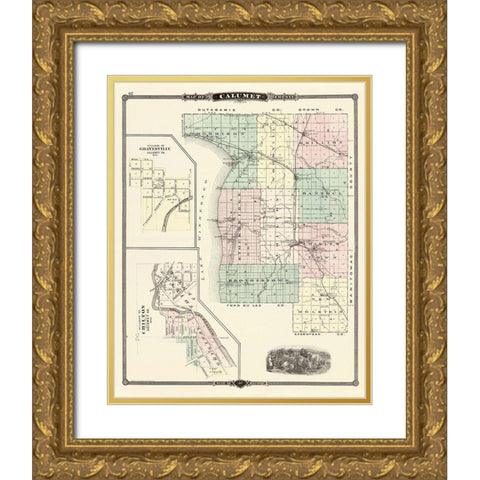 Calumet Wisconsin Landowner - Snyder 1878 Gold Ornate Wood Framed Art Print with Double Matting by Snyder