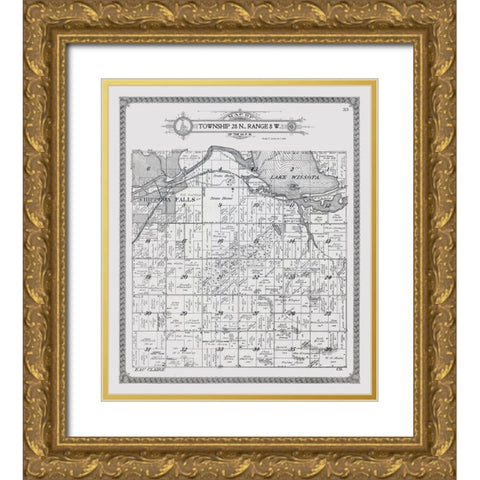 Chippewa Falls - Township 28 N., Range 8 W. Gold Ornate Wood Framed Art Print with Double Matting by Unknown