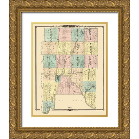 Columbia Wisconsin Landowner - Snyder 1878 Gold Ornate Wood Framed Art Print with Double Matting by Snyder