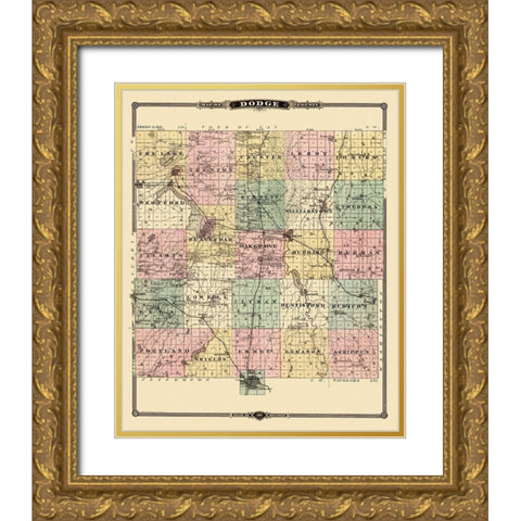 Dodge Wisconsin Landowner - Snyder 1878 Gold Ornate Wood Framed Art Print with Double Matting by Snyder