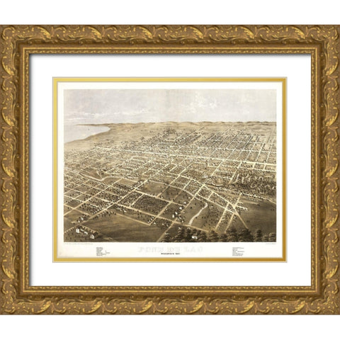 Fond Du Lac Wisconsin - Ruger 1867 Gold Ornate Wood Framed Art Print with Double Matting by Ruger
