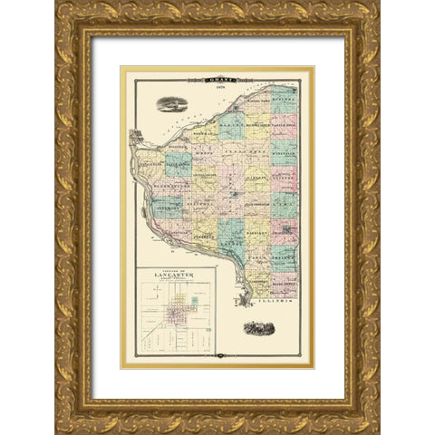 Grant Wisconsin Landowner - Snyder 1878 Gold Ornate Wood Framed Art Print with Double Matting by Snyder