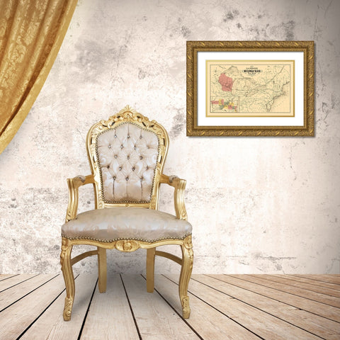 La Crosse and Milwaukee Railroad - Colton 1855 Gold Ornate Wood Framed Art Print with Double Matting by Colton