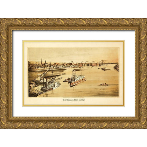 La Crosse Wisconsin - Ellsbury 1873 Gold Ornate Wood Framed Art Print with Double Matting by Ellsbury