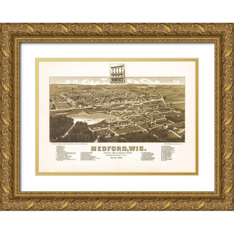 Medford Wisconsin - Norris 1885 Gold Ornate Wood Framed Art Print with Double Matting by Norris