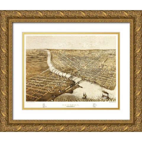 Oshkosh Wisconsin - Ruger 1867 Gold Ornate Wood Framed Art Print with Double Matting by Ruger