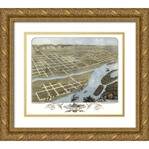 Prairie Du Chien Wisconsin - Ruger 1870 Gold Ornate Wood Framed Art Print with Double Matting by Ruger