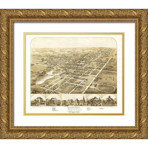 Ripon Wisconsin - Ruger 1867 Gold Ornate Wood Framed Art Print with Double Matting by Ruger