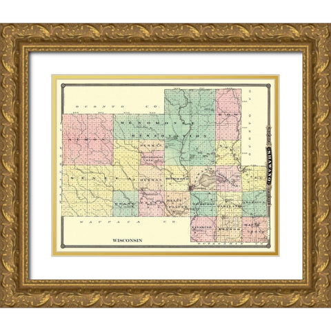 Shawano Wisconsin - Snyder 1878 Gold Ornate Wood Framed Art Print with Double Matting by Snyder