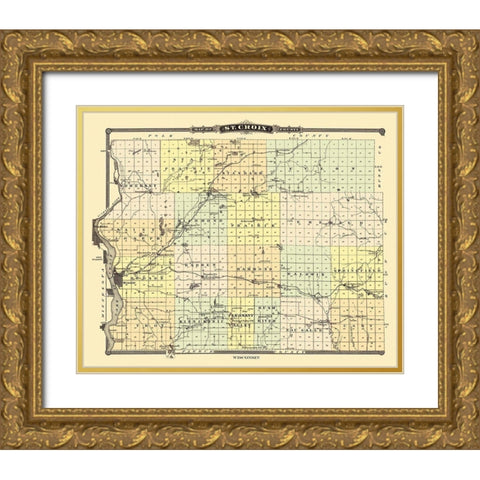 St. Croix Wisconsin Landowner - Snyder 1878 Gold Ornate Wood Framed Art Print with Double Matting by Snyder