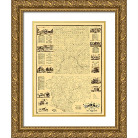 Trempealeau County Wisconsin - Tucker 1877 Gold Ornate Wood Framed Art Print with Double Matting by Tucker