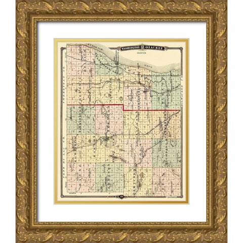 Washington Ozaukee Wisconsin Landowner Gold Ornate Wood Framed Art Print with Double Matting by Snyder