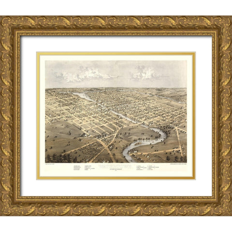 Watertown Wisconsin - Ruger 1867 Gold Ornate Wood Framed Art Print with Double Matting by Ruger