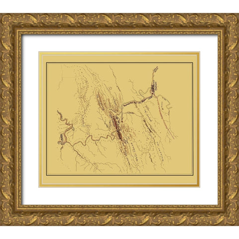 New River Railroad - Hotchkiss 1880 Gold Ornate Wood Framed Art Print with Double Matting by Hotchkiss