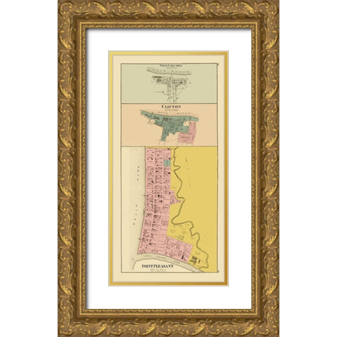West Columbia Clifton Point Pleasant West Virginia Gold Ornate Wood Framed Art Print with Double Matting by Hayes