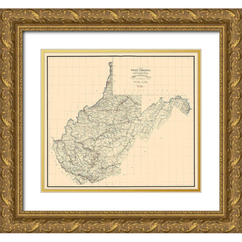 West Virginia -1919 Gold Ornate Wood Framed Art Print with Double Matting by Unknown