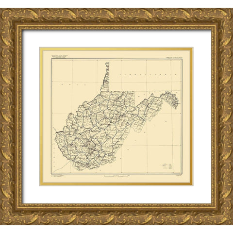 West Virginia - Marshall 1916 Gold Ornate Wood Framed Art Print with Double Matting by Marshall