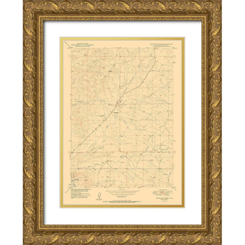 Antelope Creek Wyoming Quad - USGS 1950 Gold Ornate Wood Framed Art Print with Double Matting by USGS