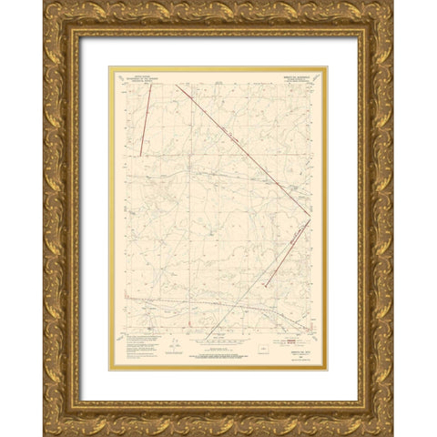 North West Arminto Wyoming Quad - USGS 1952 Gold Ornate Wood Framed Art Print with Double Matting by USGS