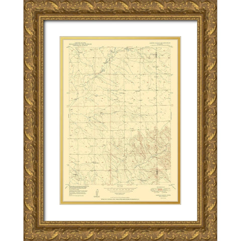 Amend Ranch Wyoming Quad - USGS 1950 Gold Ornate Wood Framed Art Print with Double Matting by USGS