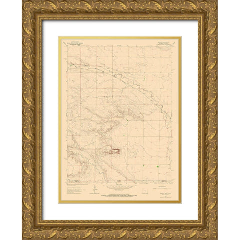 Arcola Wyoming Quad - USGS 1963 Gold Ornate Wood Framed Art Print with Double Matting by USGS